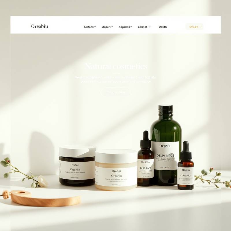 Capture d'écran du site web de la marque de cosmétiques 'Éclat Naturel', affichant des produits de soin naturels et biologiques.