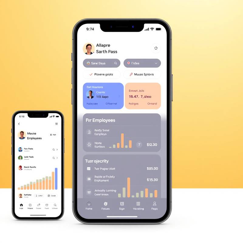 Interface utilisateur d'une application de gestion des ressources humaines (RH), montrant des tableaux de bord et des outils de suivi des employés.