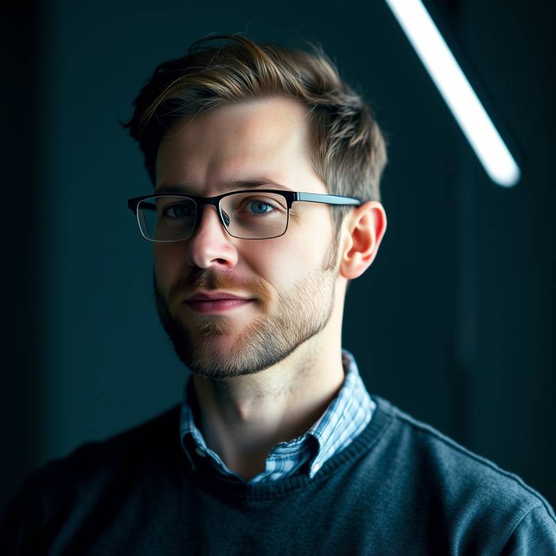 Portrait de Marc Leclerc, développeur web senior chez Studio Lumière.
